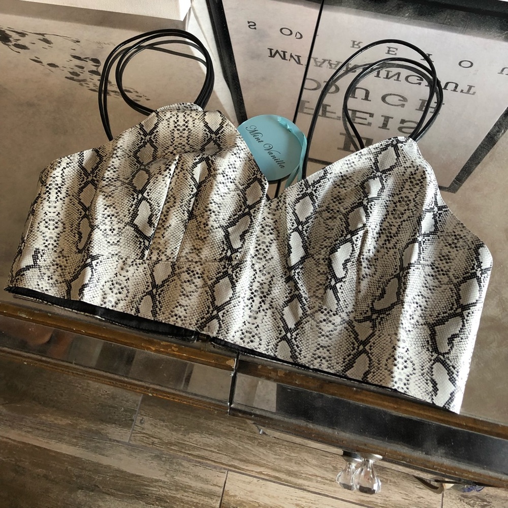 Leatherette Snake Crop Top